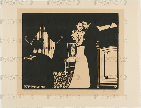 The Fine Pin, plate three from Intimacies, 1898. Creator: Félix Vallotton.