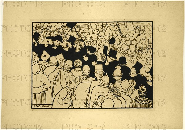 Parading through the Streets in Single File, 1893. Creator: Félix Vallotton.