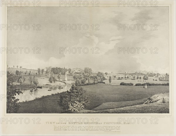 View of the Battle Ground at Concord, Massachusetts, c. 1850. Creator: Fitz Hugh Lane.