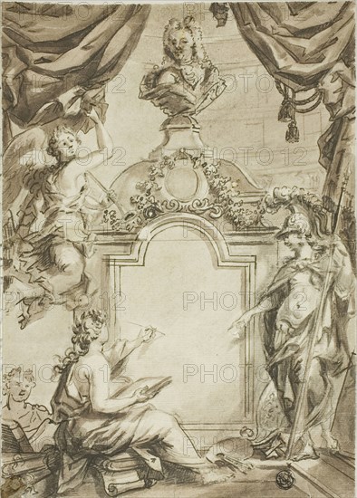 Design for Title page: Clio Taking Dictation from Minerva, n.d. Creator: Gerard de Lairesse.