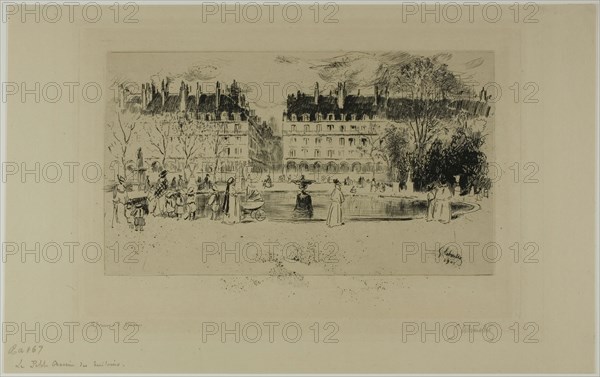 Little Pond at the Tuileries, 1901. Creator: Gustave Leheutre.