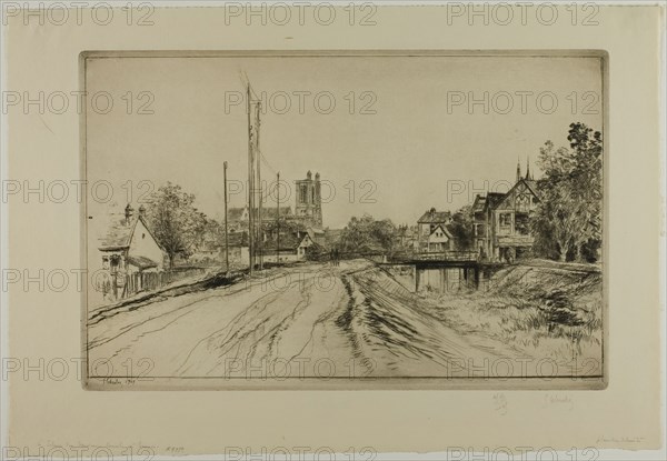 Lock of the New Canal, Troyes, 1907. Creator: Gustave Leheutre.