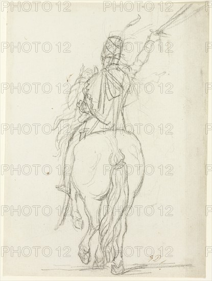 Mounted Officer from the Back, c. 1810. Creator: Jacques-Louis David.