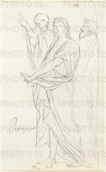 Sketch of Three Classical Figures, c. 1810. Creator: Jacques-Louis David.