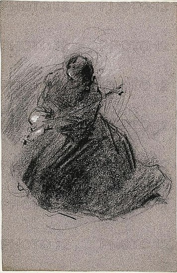 Saint Francis (recto); Two Figures (verso), 1847/75. Creator: Jean-Baptiste Carpeaux.