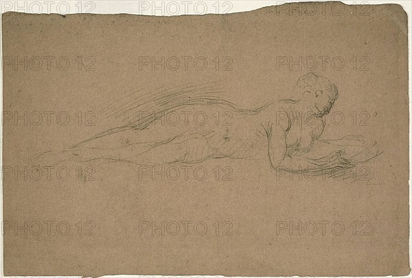 Reclining Woman with a Mirror, c. 1860. Creator: Jean-Baptiste Carpeaux.