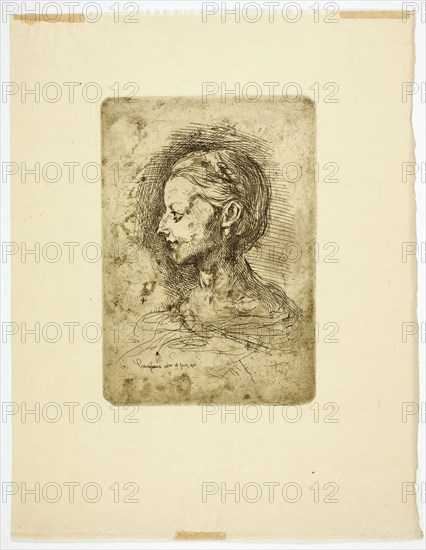 Female Head, 1860. Creator: Jean-Baptiste Carpeaux.