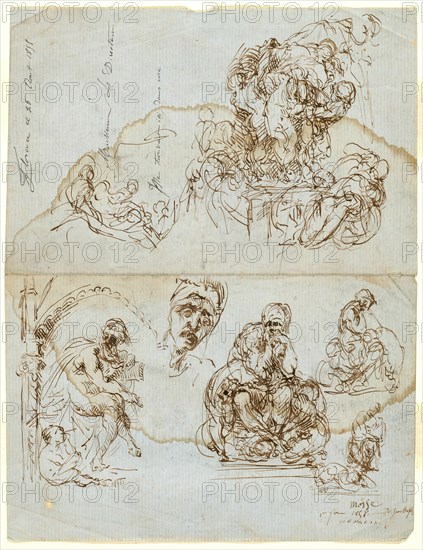 Unfinished Letter with Studies for the Ugolino Group, 1858. Creator: Jean-Baptiste Carpeaux.