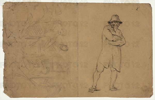 Two Sketches: Standing Man with Arms Folded and Group of Figures, n.d. Creator: Jean-Baptiste Carpeaux.