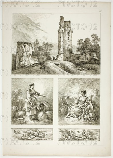 Plate Sixteen of 38 from Oeuvres de J. B. Huet, 1796–99. Creator: Jean Baptiste Marie Huet.