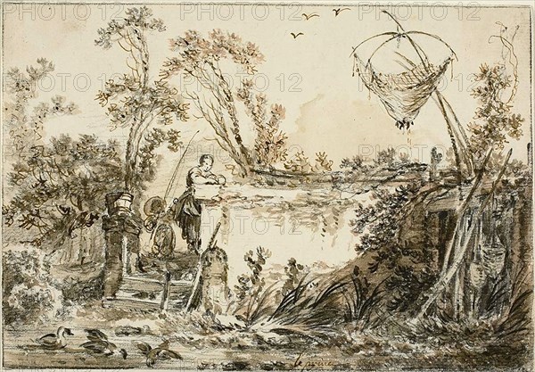 Study for the Frontispiece, for Varie Vedute del Gentile, c. 1755. Creator: Jean Baptiste Le Prince.