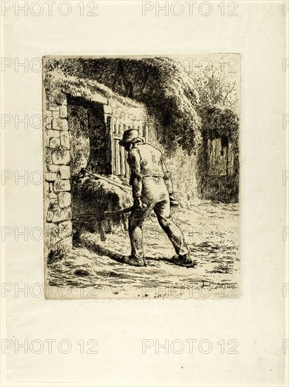 Peasant with a Wheelbarrow, 1855. Creator: Jean Francois Millet.