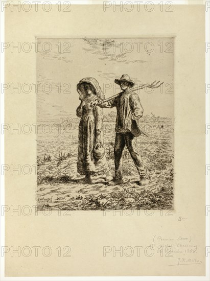 Peasants Going to Work, 1863. Creator: Jean Francois Millet.