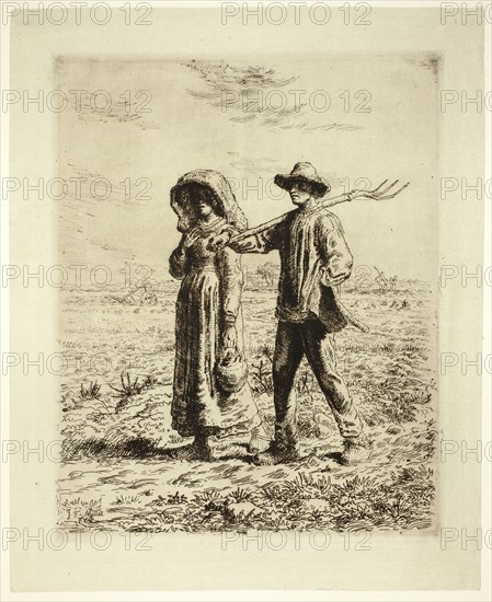 Peasants Going to Work, 1863. Creator: Jean Francois Millet.