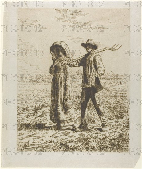 Peasants Going to Work, 1863. Creator: Jean Francois Millet.