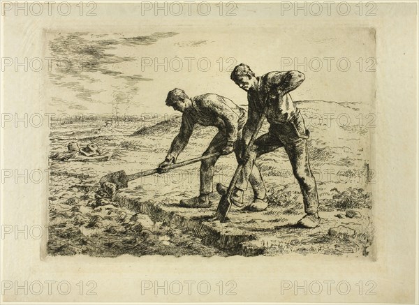 Two Men Digging, 1855–56. Creator: Jean Francois Millet.