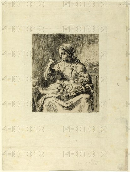 Woman Feeding Her Child, 1861. Creator: Jean Francois Millet.