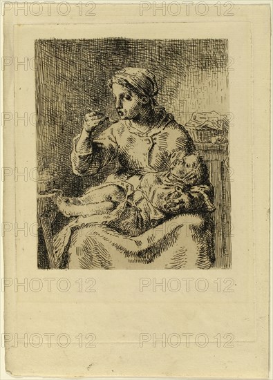 Woman Feeding Her Child, 1861. Creator: Jean Francois Millet.