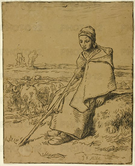 The Shepherdess, 1863. Creator: Jean Francois Millet.