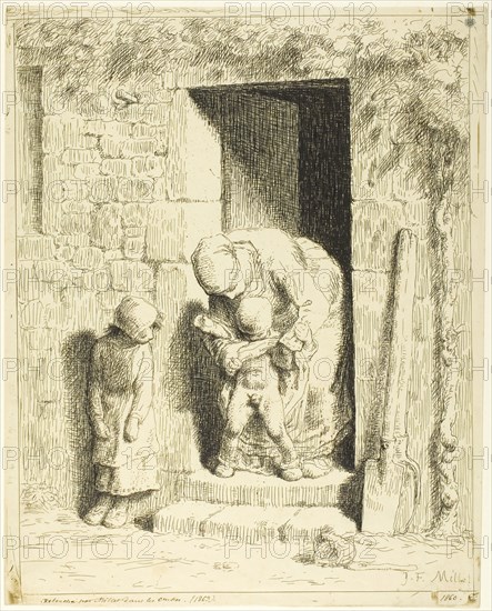 The Maternal Precaution, 1860–63. Creator: Jean Francois Millet.