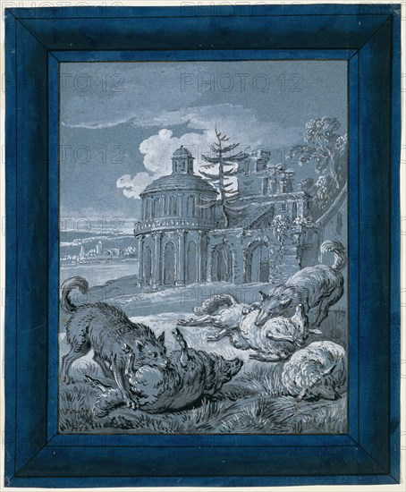 Wolves Attacking Sheep ("Rein de Trop II"), 1732. Creator: Jean-Baptiste Oudry.