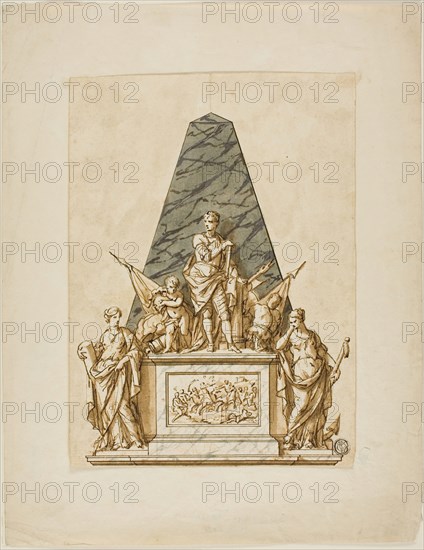 Unexecuted Design for the Monument to the First Duke of Marlborough, c. 1733. Creators: John Michael Rysbrack, Sir James Thornhill.