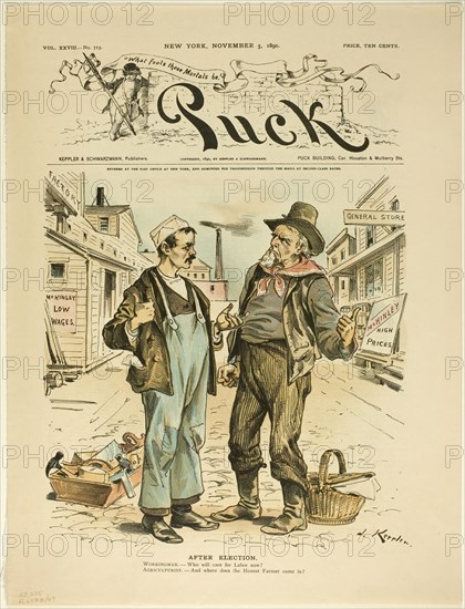 After Election, from Puck, published November 5, 1890. Creator: Joseph Keppler.