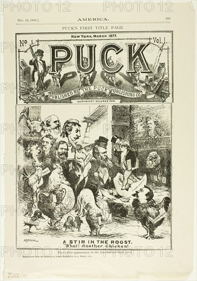 A Stir in the Roost..., published December 12, 1889, originally published in Puck on March 18, 1876. Creator: Joseph Keppler.