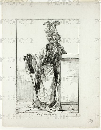 Chef des Huissiers, plate fourteen from Caravanne du Sultan à la Mecque, 1748. Creator: Joseph-Marie Vien the Elder.