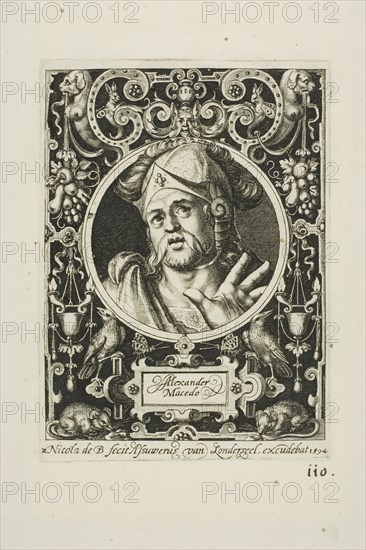 Alexander the Great, plate two from The Nine Worthies, 1594. Creator: Nicolaes de Bruyn.