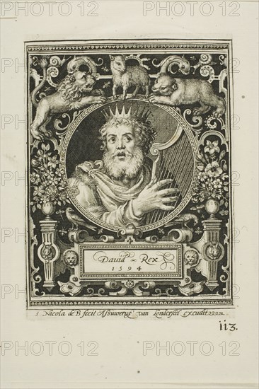 King David, plate five from The Nine Worthies, 1594. Creator: Nicolaes de Bruyn.