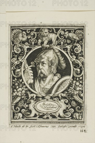 Judas Macabee, plate six from The Nine Worthies, 1594. Creator: Nicolaes de Bruyn.