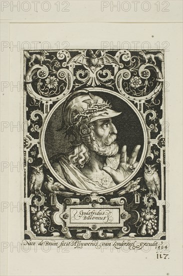 Godfrey of Bouillon, plate nine from The Nine Worthies, 1594. Creator: Nicolaes de Bruyn.