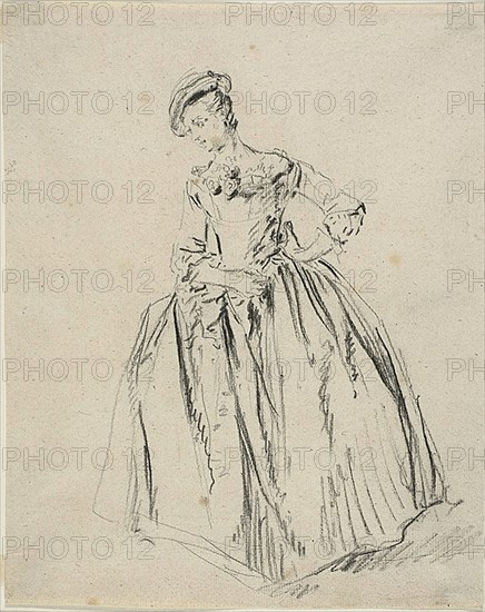 Study: Young Woman Standing Hand on Hip, n.d. Creator: Nicolas Lancret.