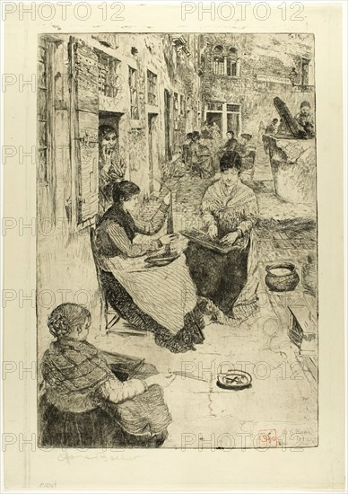 Bead Stringers, 1882. Creator: Otto Henry Bacher.