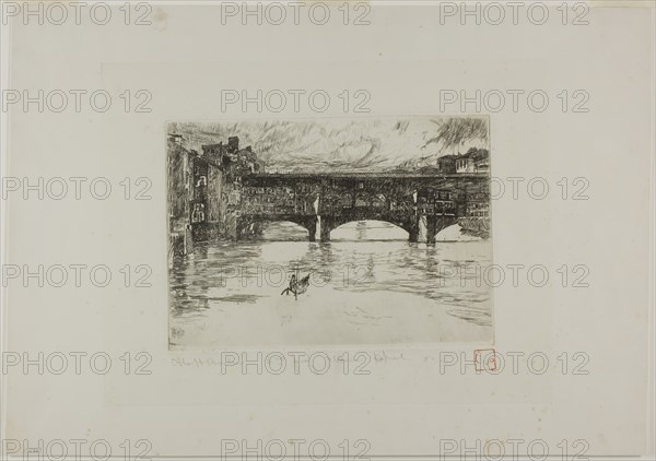 Ponte Vecchio, destroyed plate, 1880. Creator: Otto Henry Bacher.