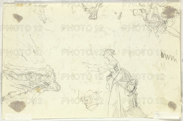Sheet of Sketches: Men and Women, n.d. Creator: Pierre Antoine Mongin.