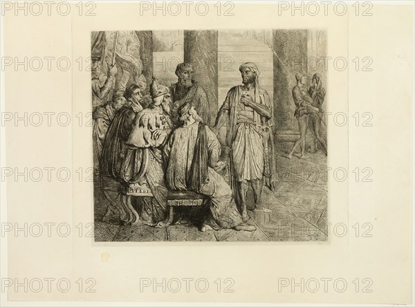 She Lov'd Me for the Dangers, plate three from Othello, 1844. Creator: Theodore Chasseriau.