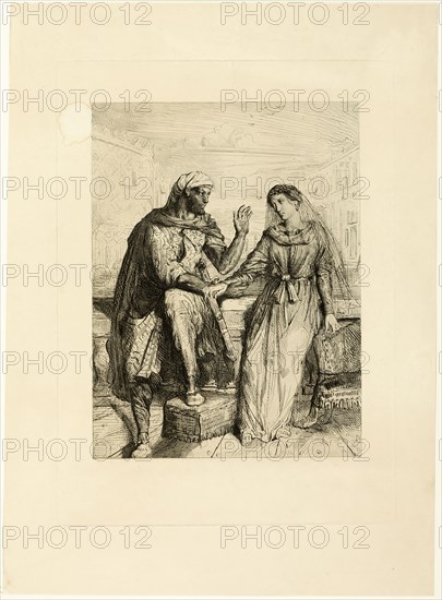 She Thank'd Me, plate two from Othello, 1844. Creator: Theodore Chasseriau.