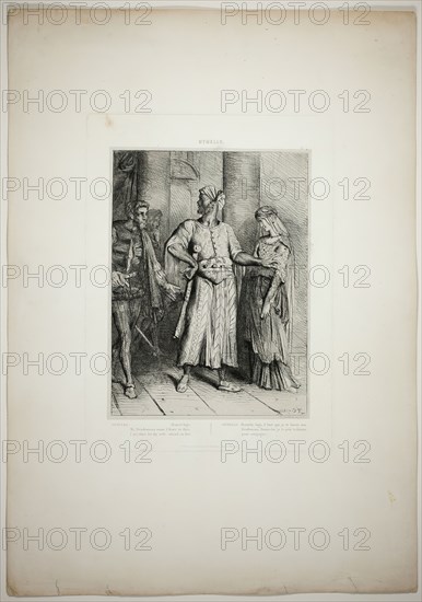 Honest Iago, my Desdemona must I leave to thee, plate four from Othello, 1844. Creator: Theodore Chasseriau.