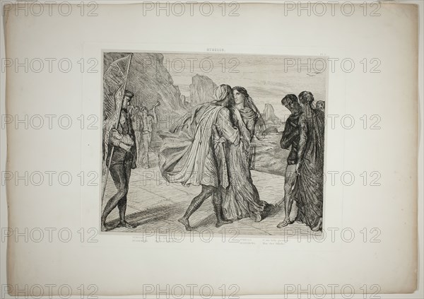 O My Fair Warrior!, plate five from Othello, 1844. Creator: Theodore Chasseriau.