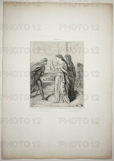 Therefore be merry, Cassio, plate six from Othello, 1844. Creator: Theodore Chasseriau.