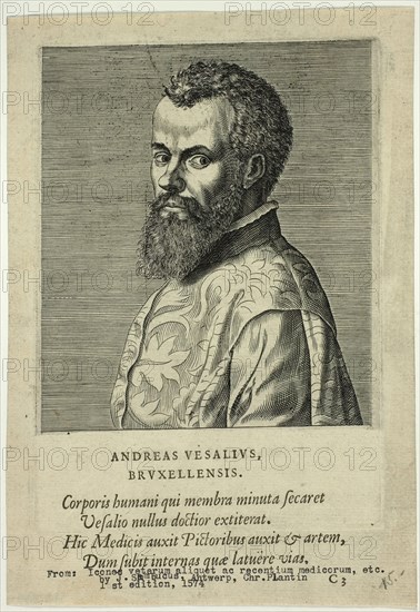 Portrait of Doctor Andreas Vesalius of Brussels, published 1574. Creators: Unknown, Johannes Sambucus.
