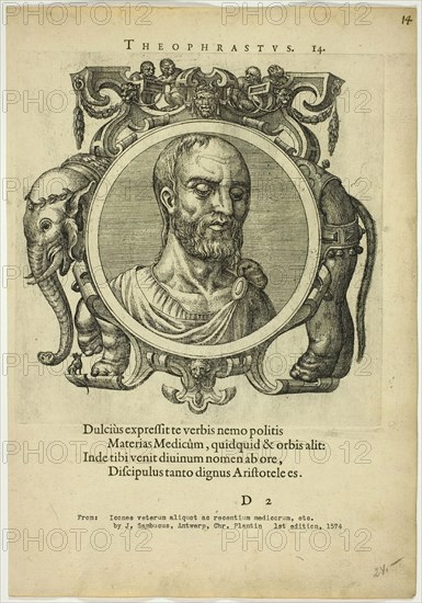 Portrait of Theophrastus, published 1574. Creators: Unknown, Johannes Sambucus.
