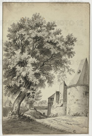 Walled Village and Tall Tree, n.d. Creator: Unknown.