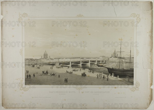 Annunciation Bridge in St. Petersburg, c. 1820. Creator: C. Schultz.
