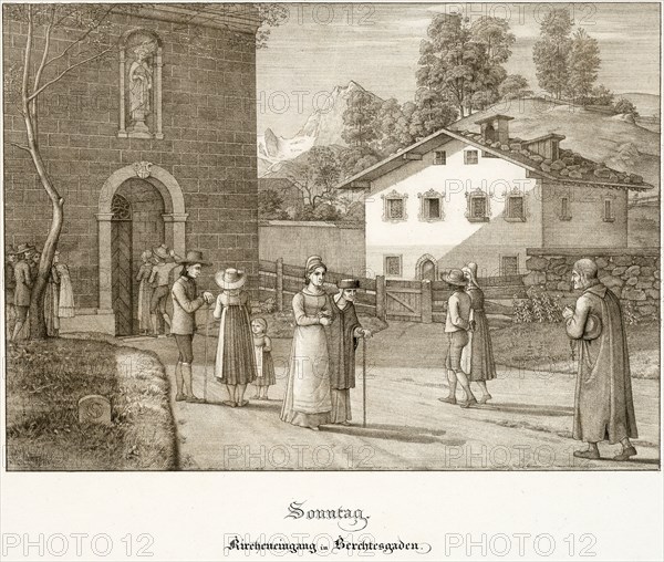Sunday: Going to Church Near Berchtesgaden, 1823. Creator: Ferdinand Olivier.