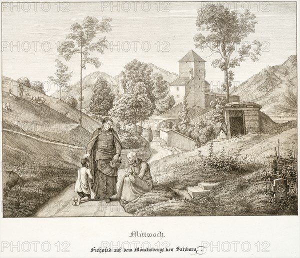 Wednesday: Footpath on the Mönchsberg Near Salzburg, 1823. Creator: Ferdinand Olivier.