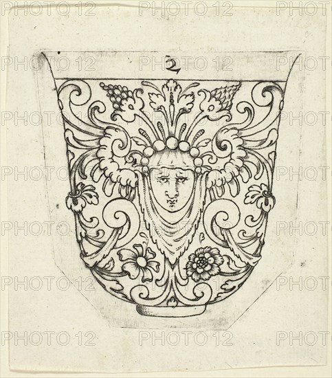 Plate 2, from twenty ornamental designs for goblets and beakers, 1604. Creator: Master AP.