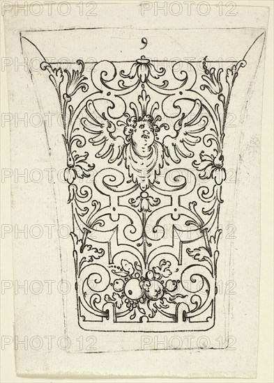 Plate 9, from twenty ornamental designs for goblets and beakers, 1604. Creator: Master AP.